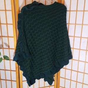 Cute Green Poncho with Ruffles